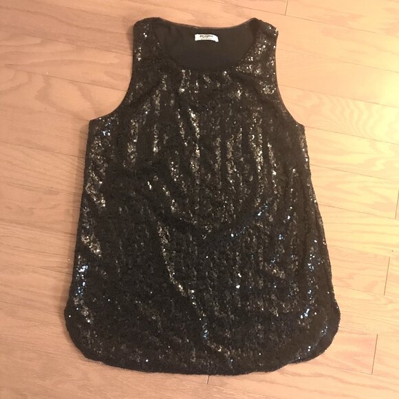 ZEAGOO: BLACK SEQUIN TANK TOP SIZE L - Picture 2 of 4